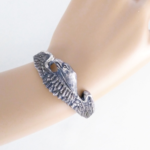 Anton Jewelry - Vintage Boho Anton Pewter Eagle Cuff Bracelet
